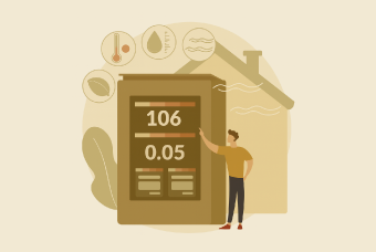 Person checking home energy and climate display.