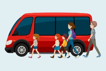 Illustration of a school mini bus