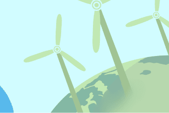 Illustration of the Earth with wind turbines