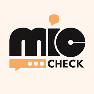 Mic check event and sponsor logos