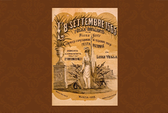 Poster for a lecture on 19th-century Maltese composers, featuring a vintage illustration