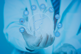 Launch of University of Malta Patent Library Centre on a blue backgound with a futuristic patent concept image and three logos - UM, Commerce Department and European Patent Office