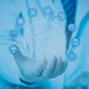 Launch of University of Malta Patent Library Centre on a blue backgound with a futuristic patent concept image and three logos - UM, Commerce Department and European Patent Office