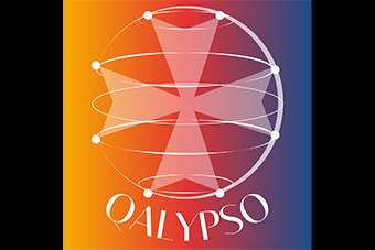 Qlaypso logo - an eight-point cross on a yellow blue-gradient