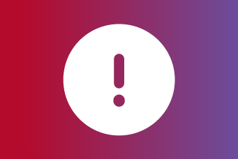 White exclamation mark on a coloured background