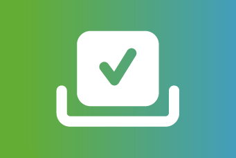 White bullet sign on a white square on a coloured background