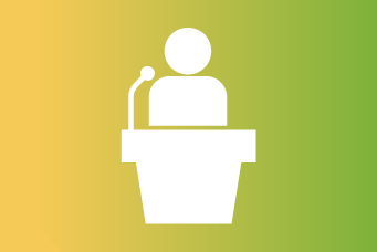 White figure white plant and lined symbol on a coloured background