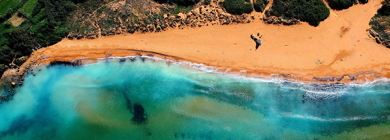 A sandy beach and the sea