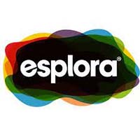 The text esplora on black background together with a number of other colours