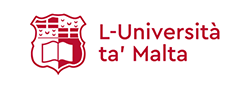 The UM crest and the wordmakr L-Università ta' Malta