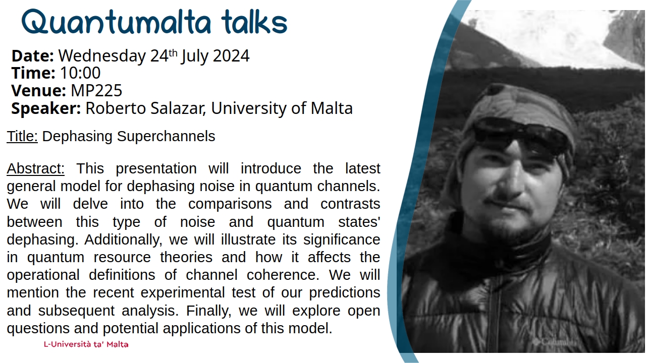 Quantumalta Talk by Roberto Salazar on Dephasing Superchannels